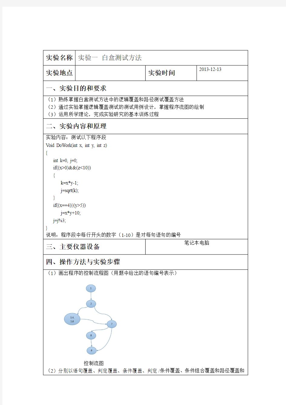 测试实验报告参考