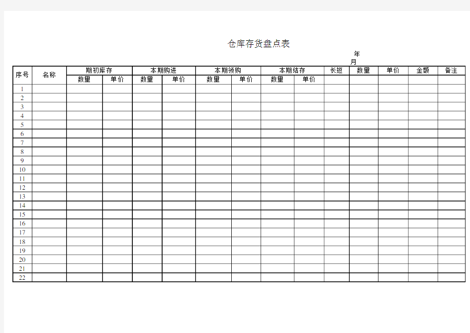 仓库存货盘点表