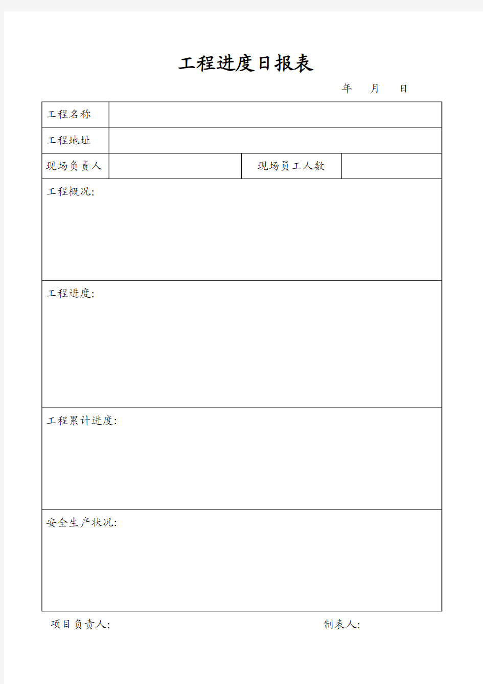 工程进度日报表