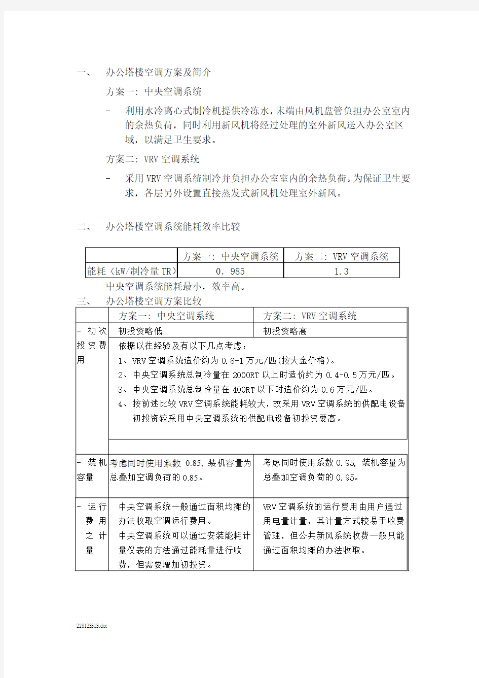 空调方案分析报告