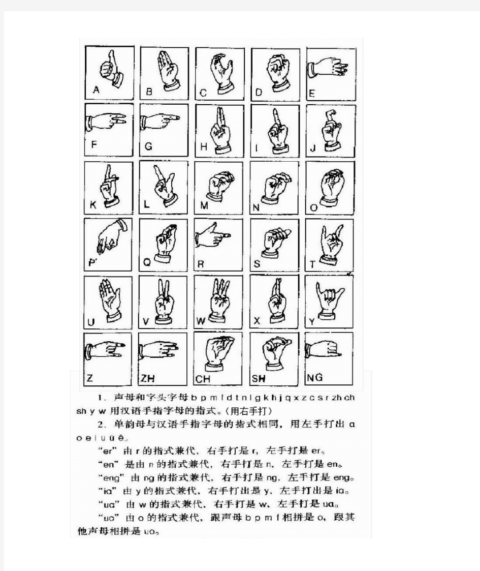 中国手语 双指语 拼音手语图