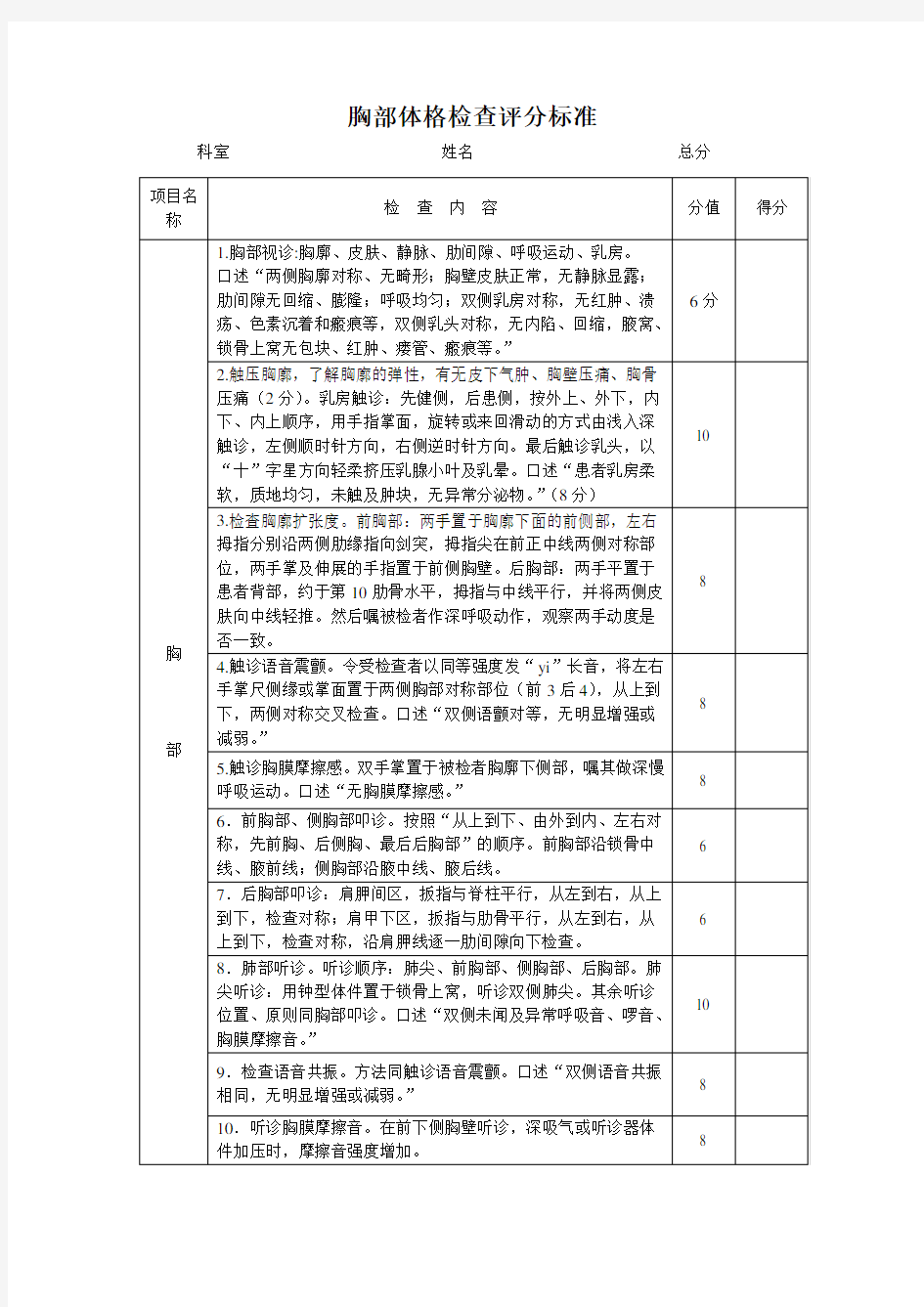 胸部体格检查