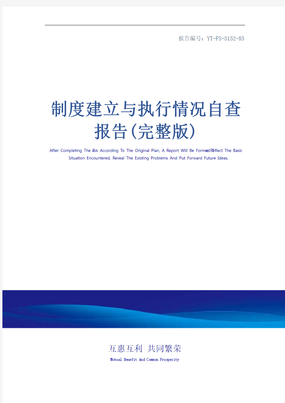 制度建立与执行情况自查报告(完整版)