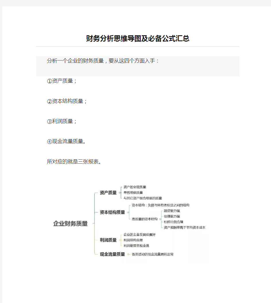 【资本】财务分析思维导图及必备公式汇总