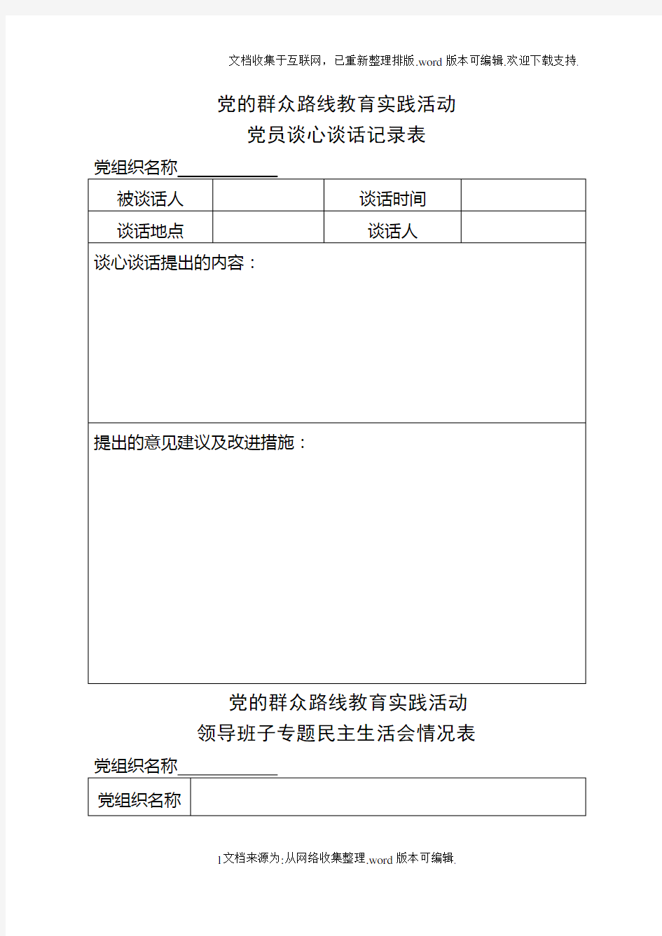 党员谈心谈话记录表