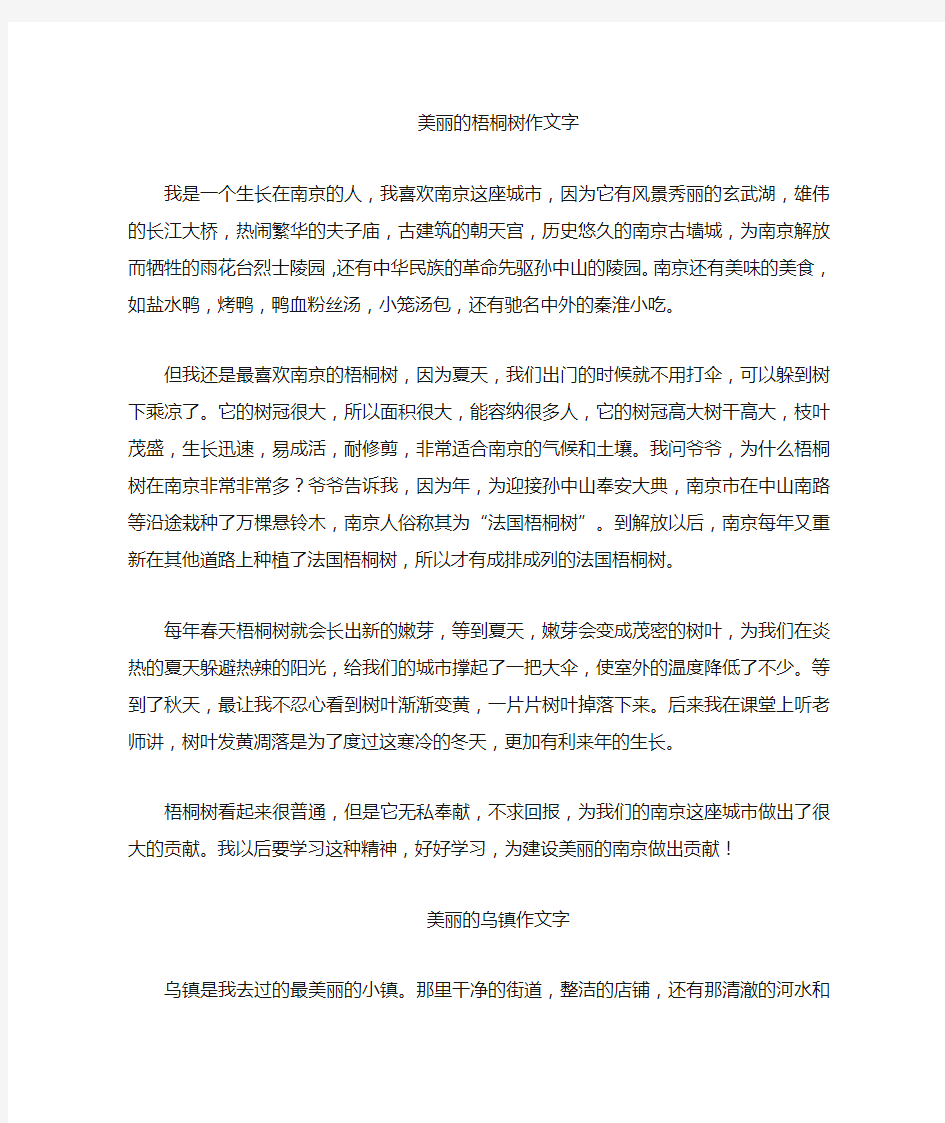 美丽的乌镇作文300字