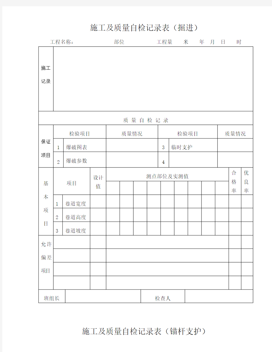 施工及质量自检记录表