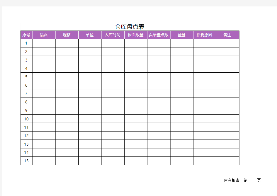 仓库盘点表