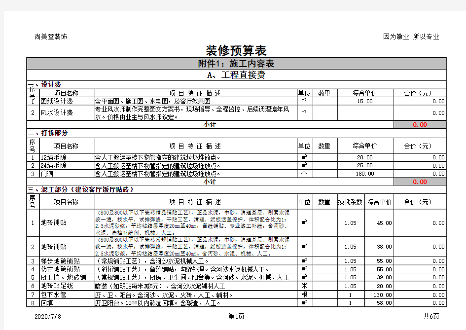 预算表范本xls.xls