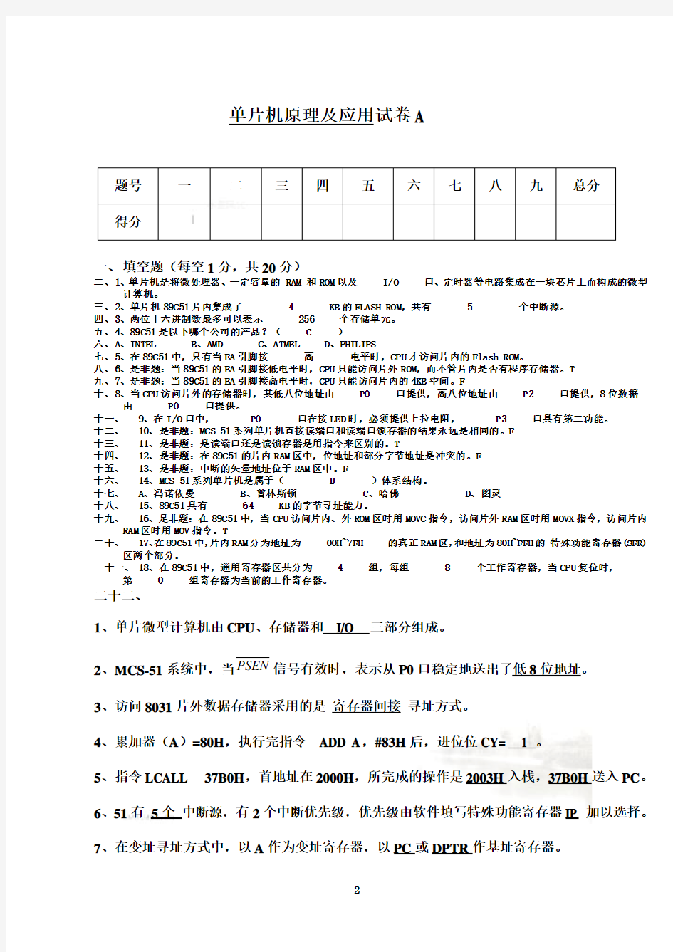郑州轻工业学院单片机考试试题带答案