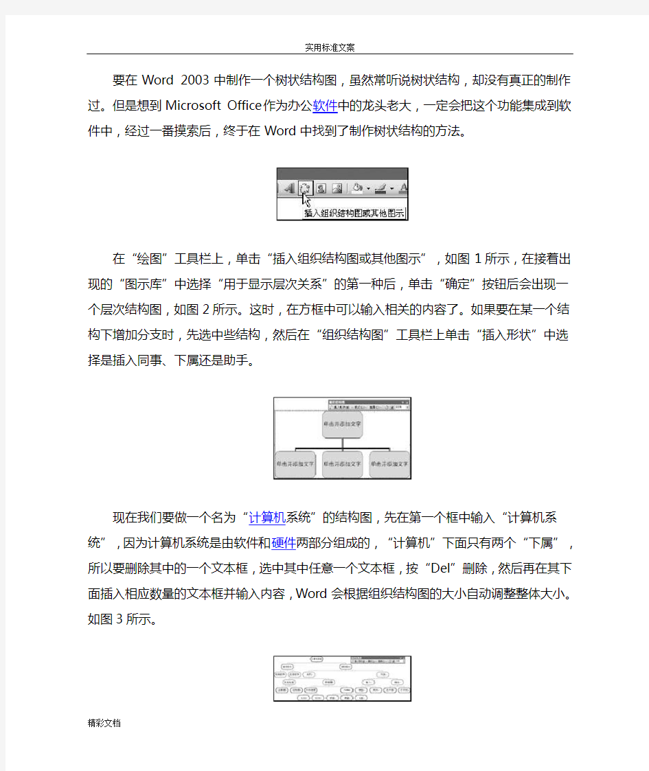 在word制作树形结构图