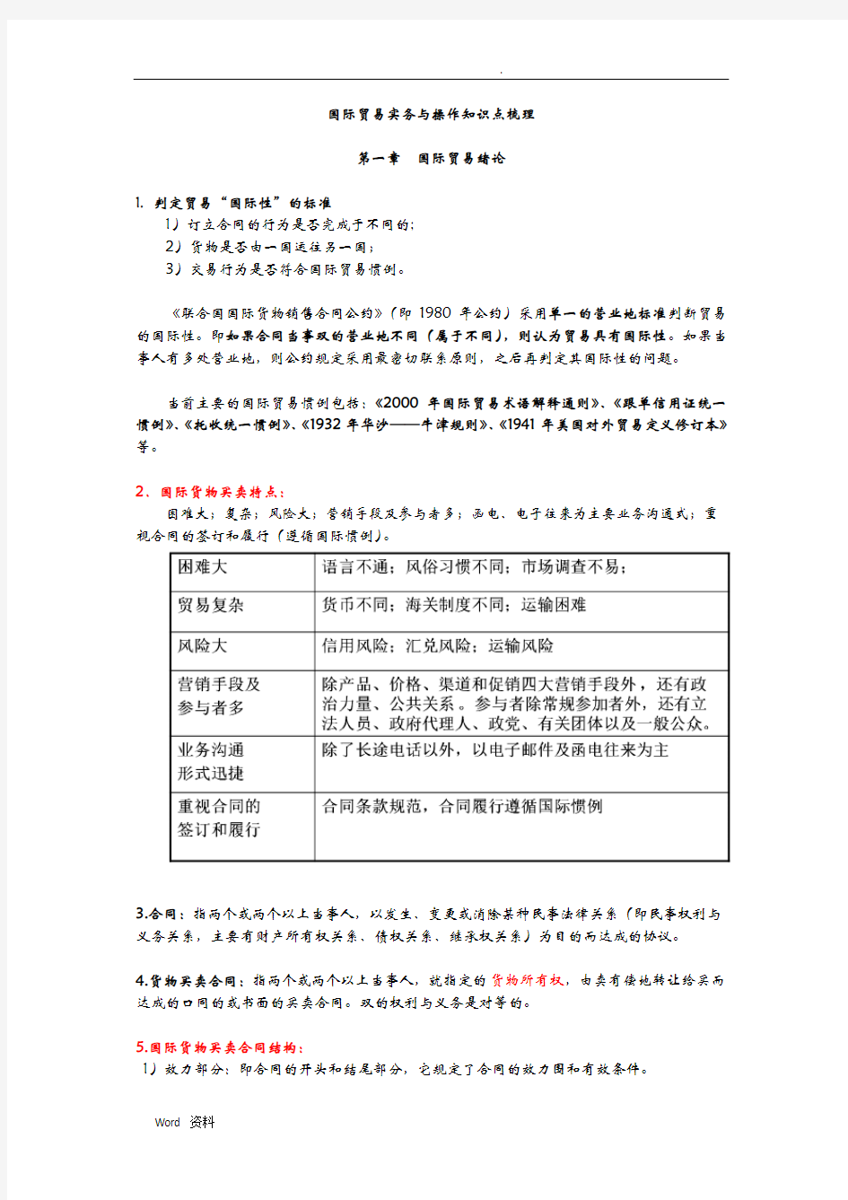 国际贸易实务与操作知识点自整理