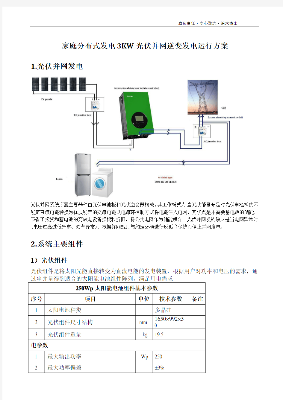 3KW家用分布式发电并网系统方案(1)