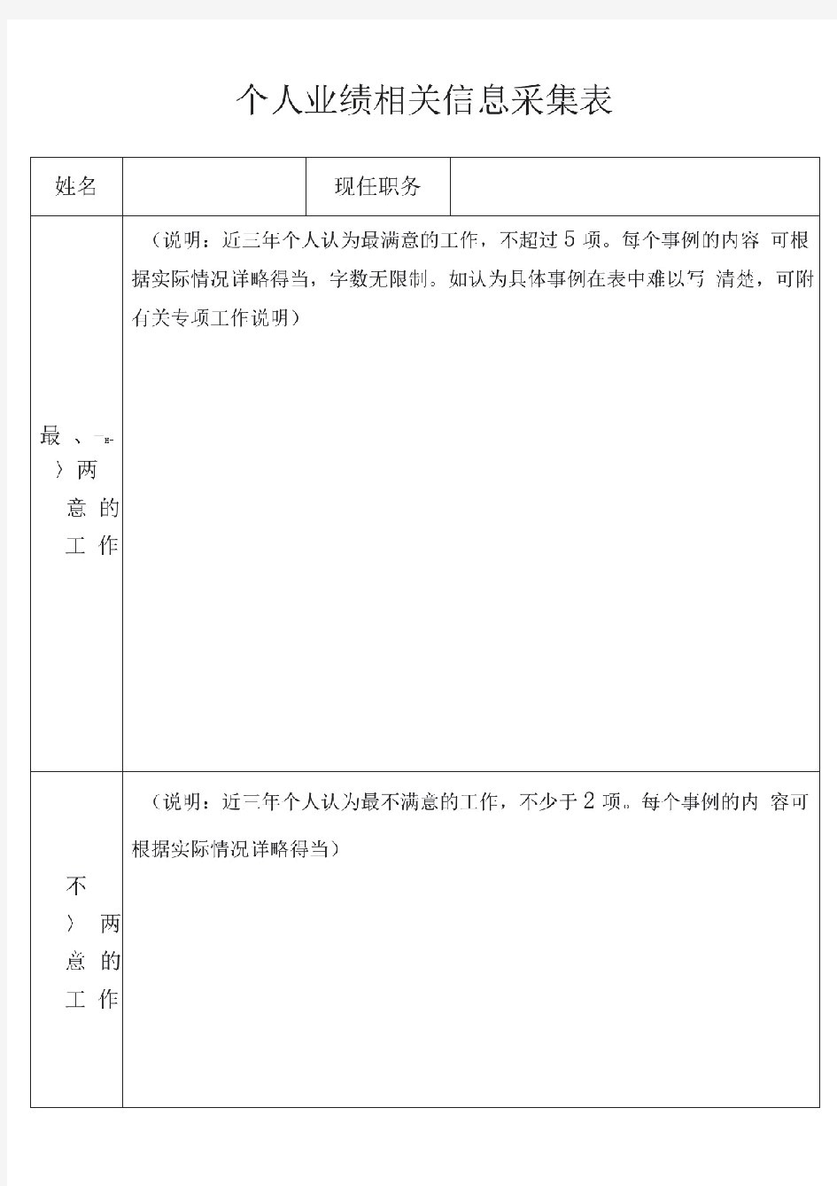 个人业绩相关信息采集表