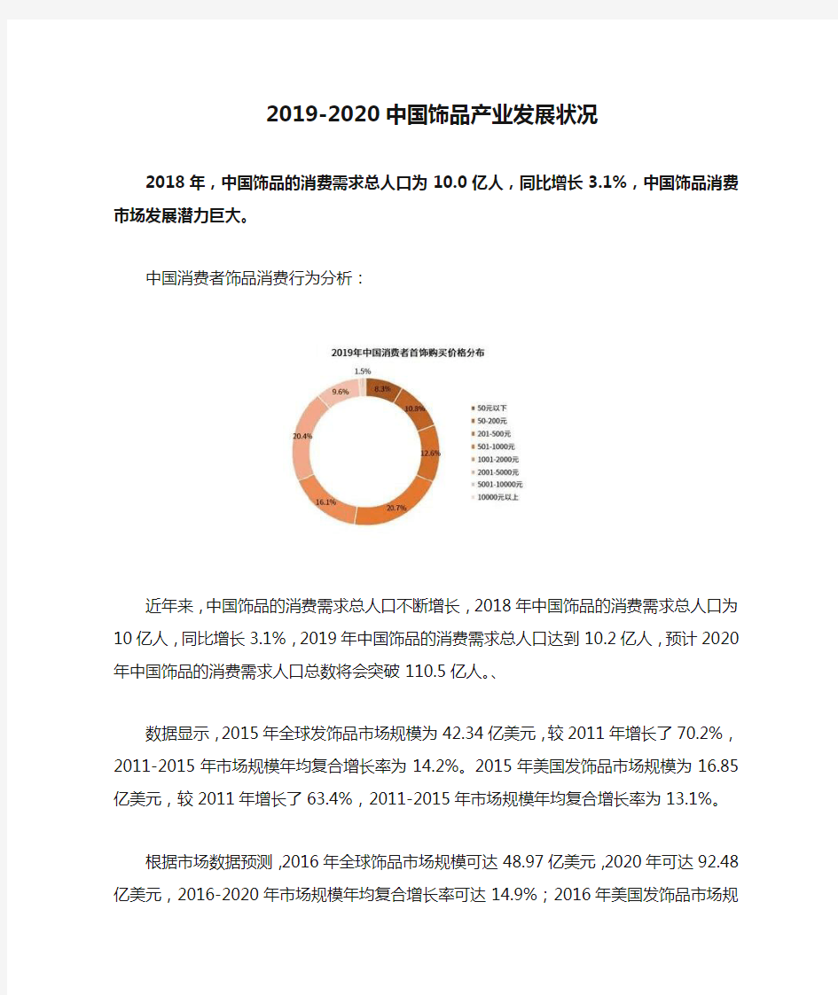 2019-2020中国饰品产业发展状况