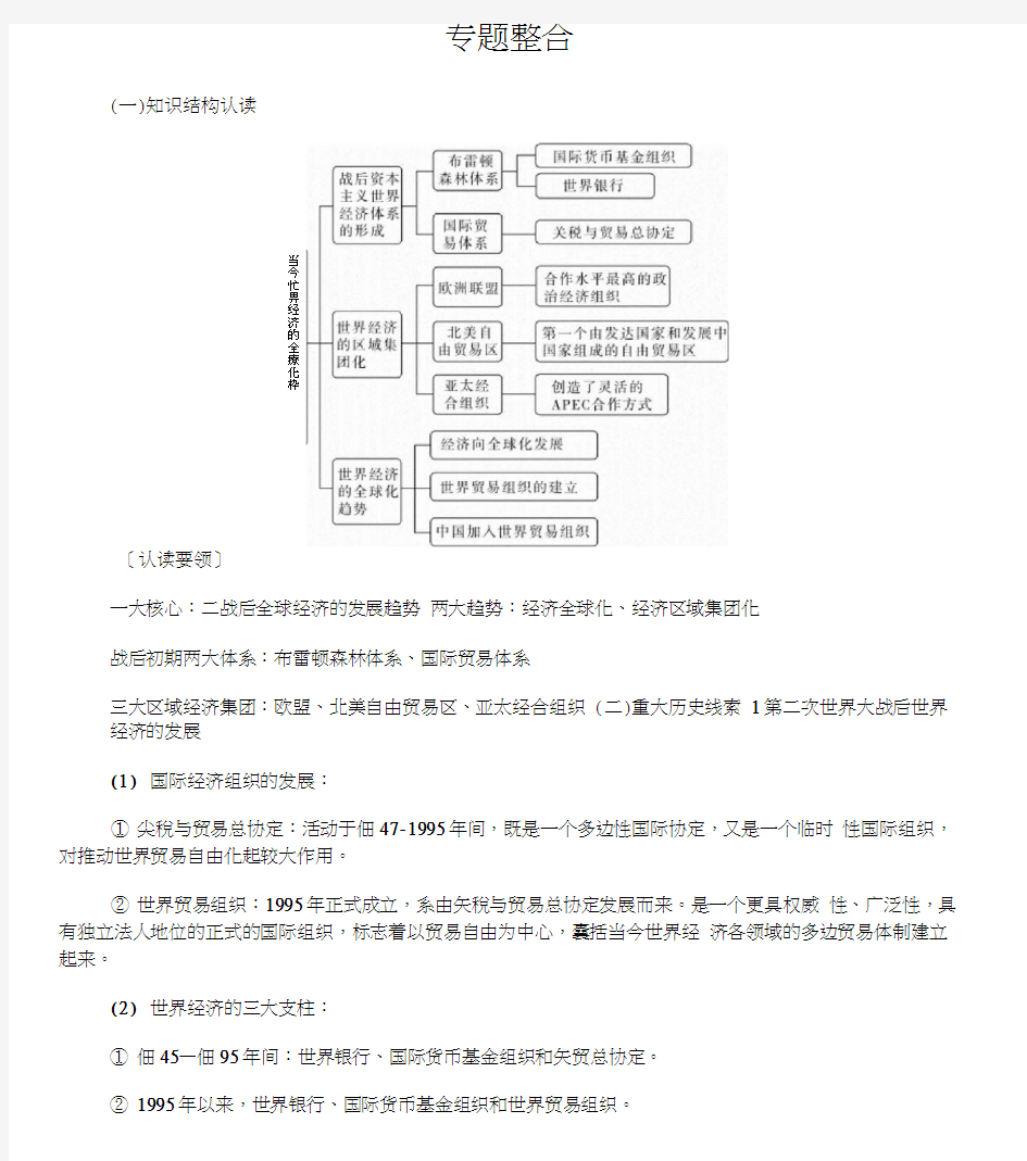 2018高中历史必修二专题：八专题整合含答案