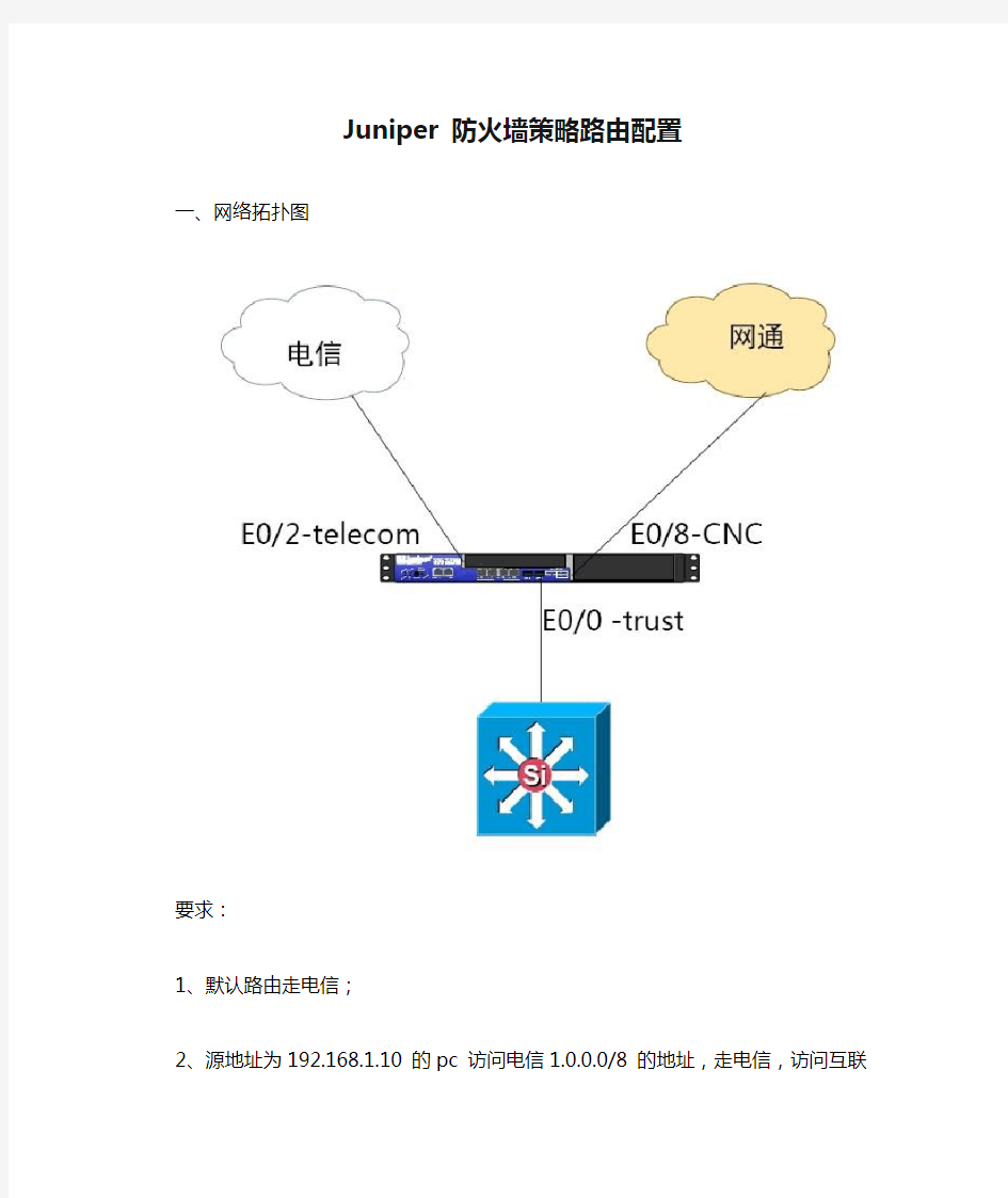 Juniper 防火墙策略路由配置