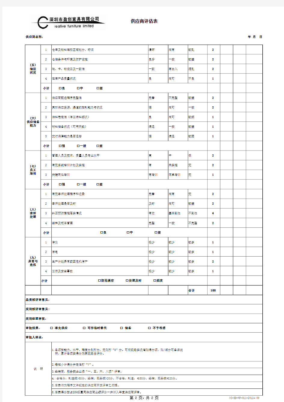 供应商评估表(新)