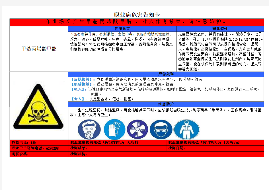 职业病危害告知卡最终版