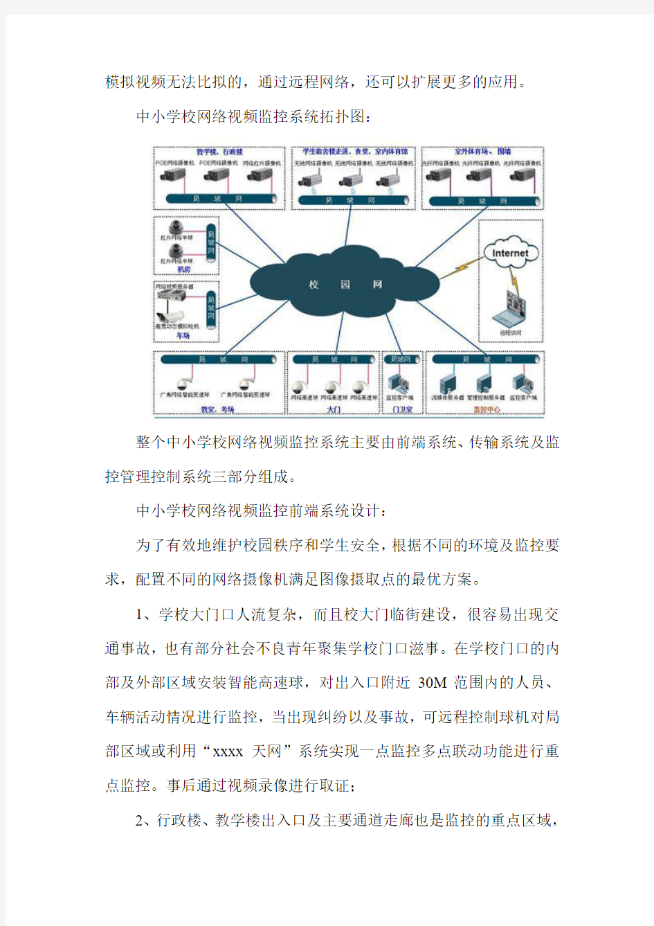 中小学校园监控系统方案