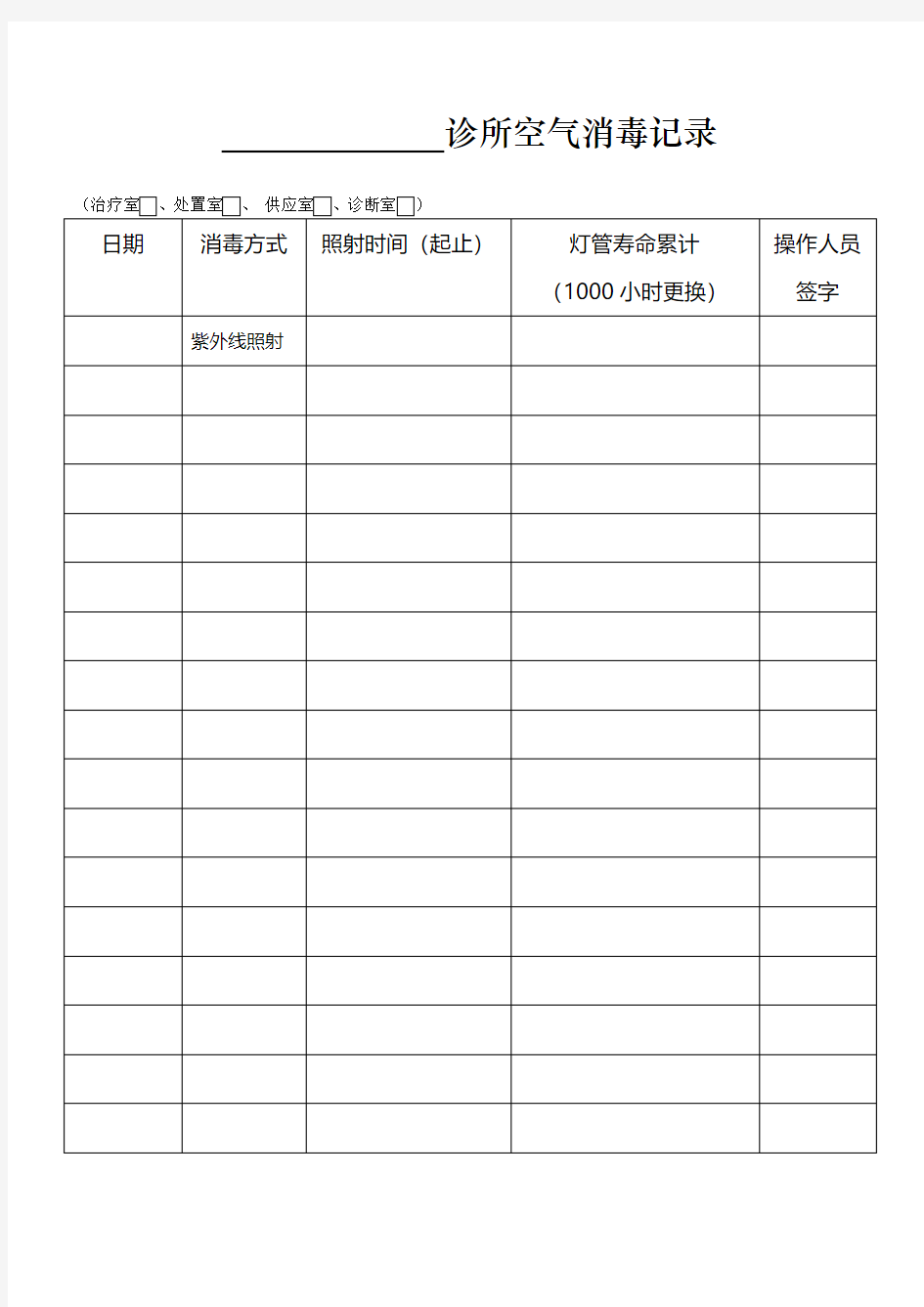 空气消毒记录