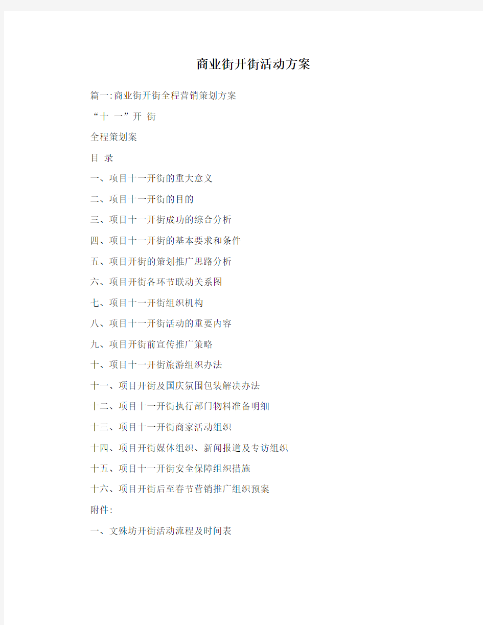 商业街开街活动方案