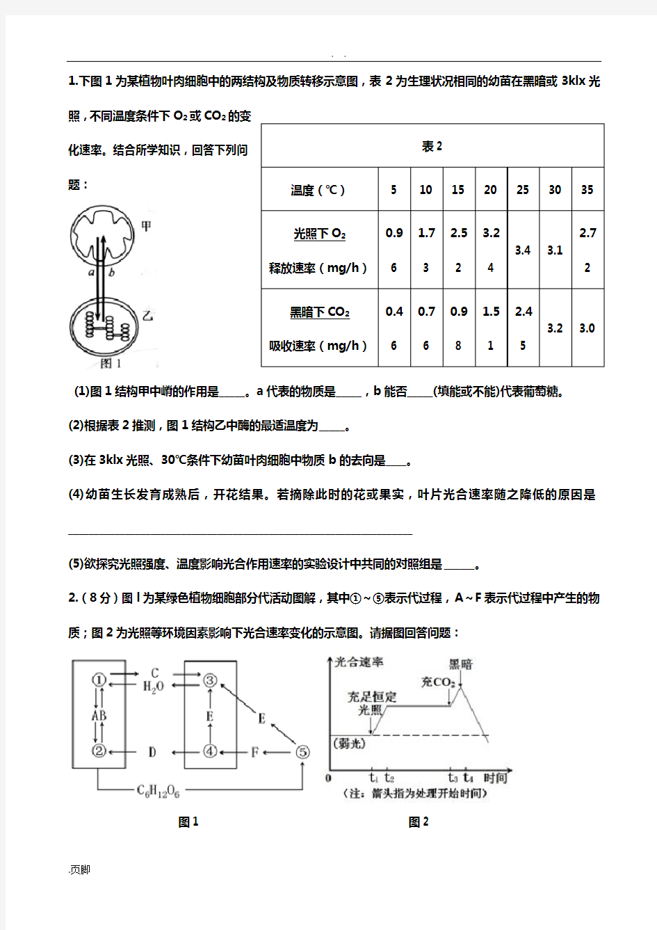 光合与呼吸经典习题