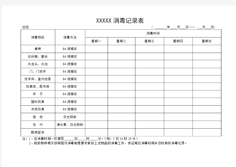 消毒记录表