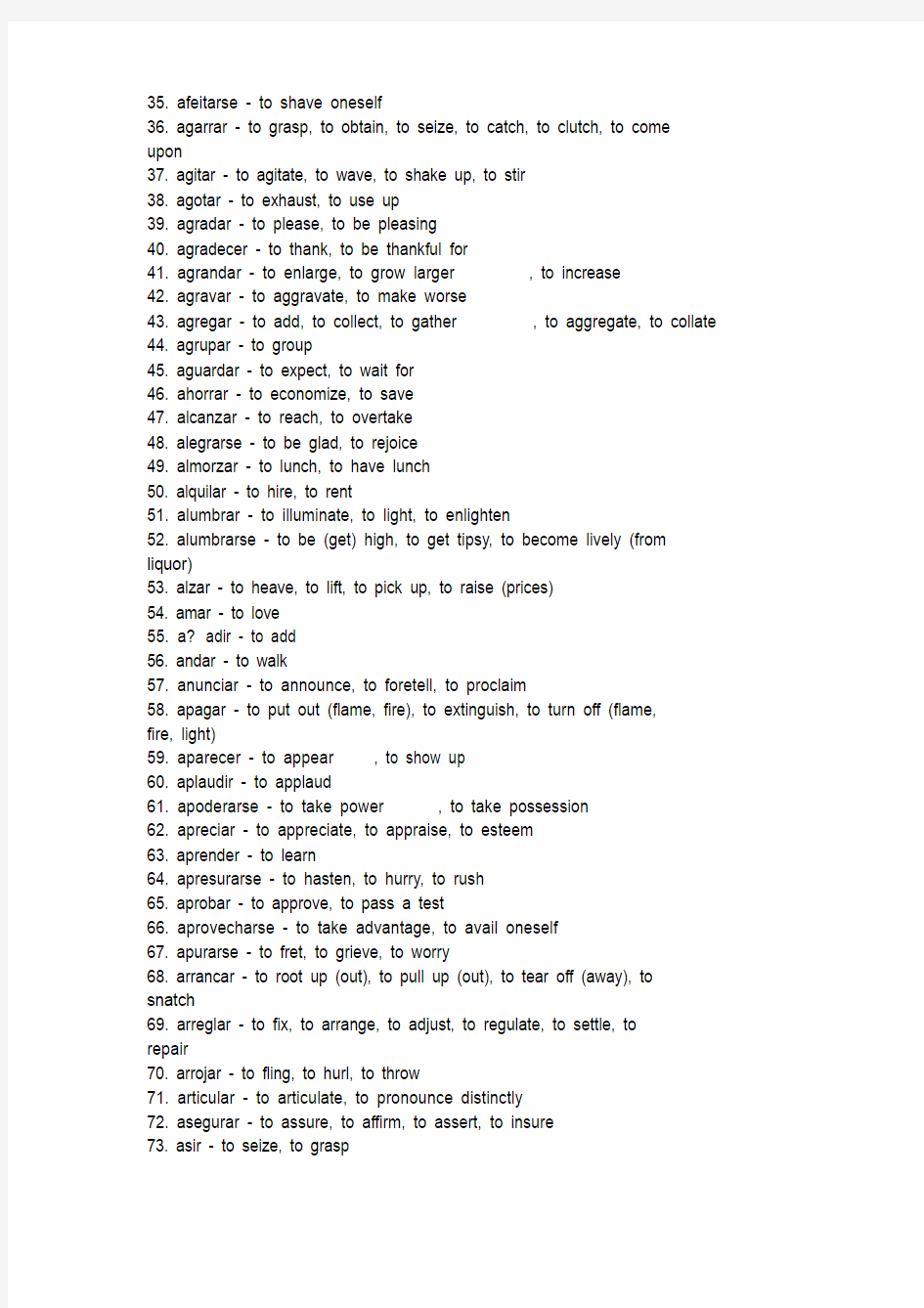 最新西班牙语500个常用动词(英语解释)整理