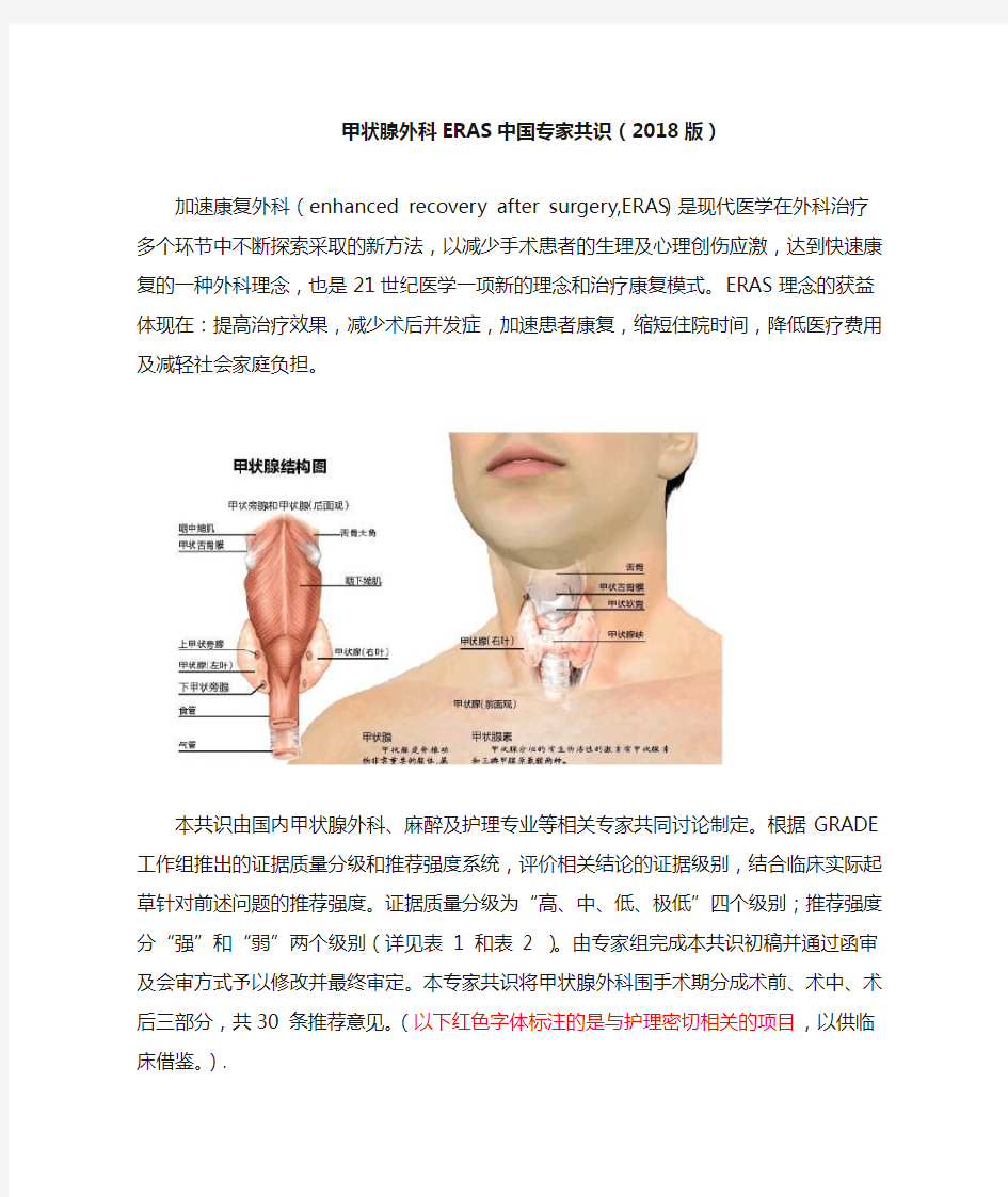 甲状腺外科 ERAS 中国专家共识(2018 版) (1)