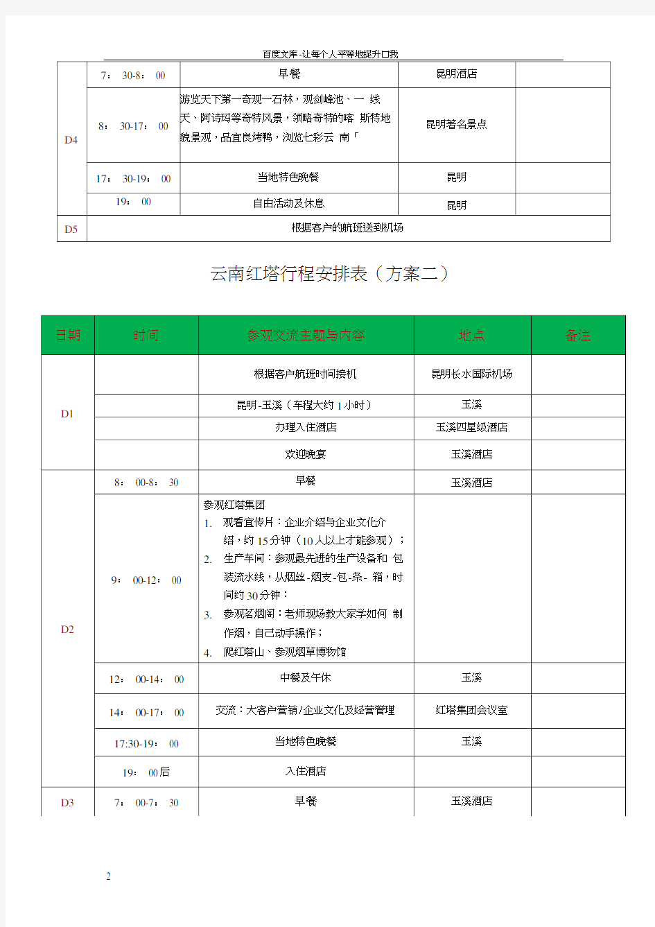 商务考察行程安排表(DOC)