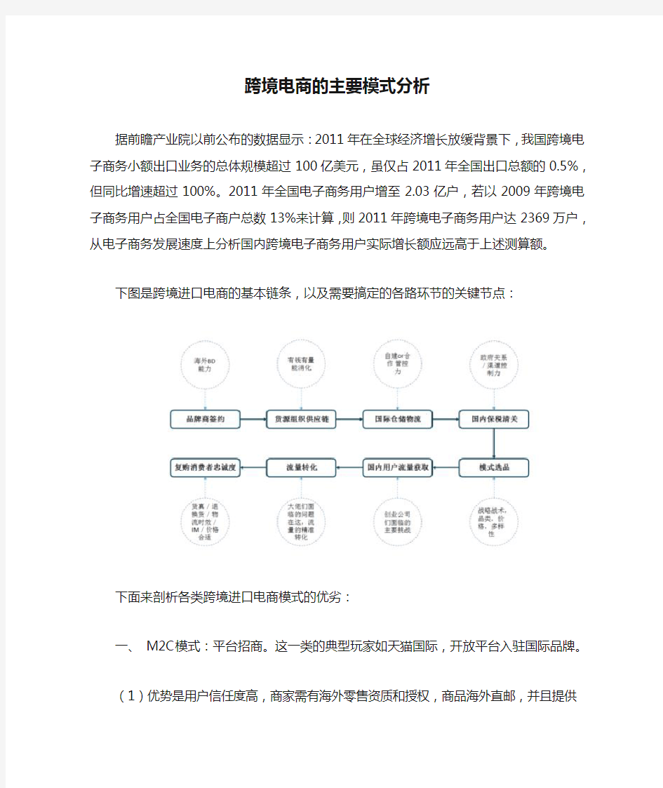 跨境电商的主要模式分析