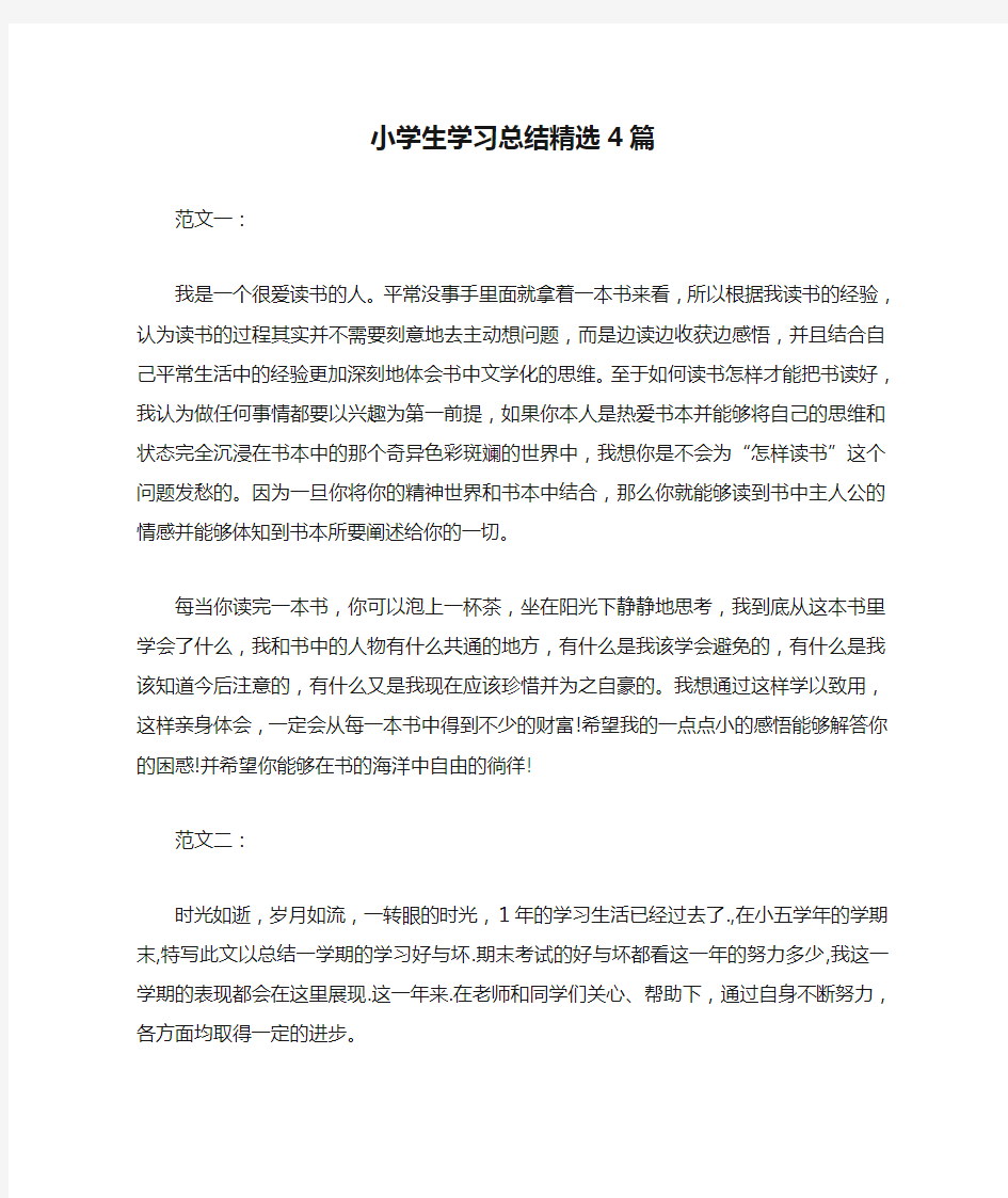  小学生学习总结精选4篇