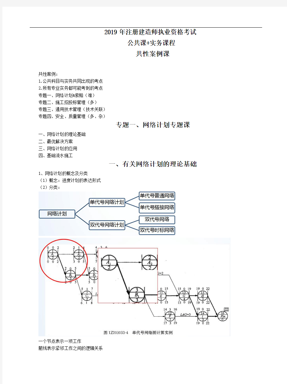 2019年一级建造师《共性案例课》讲义