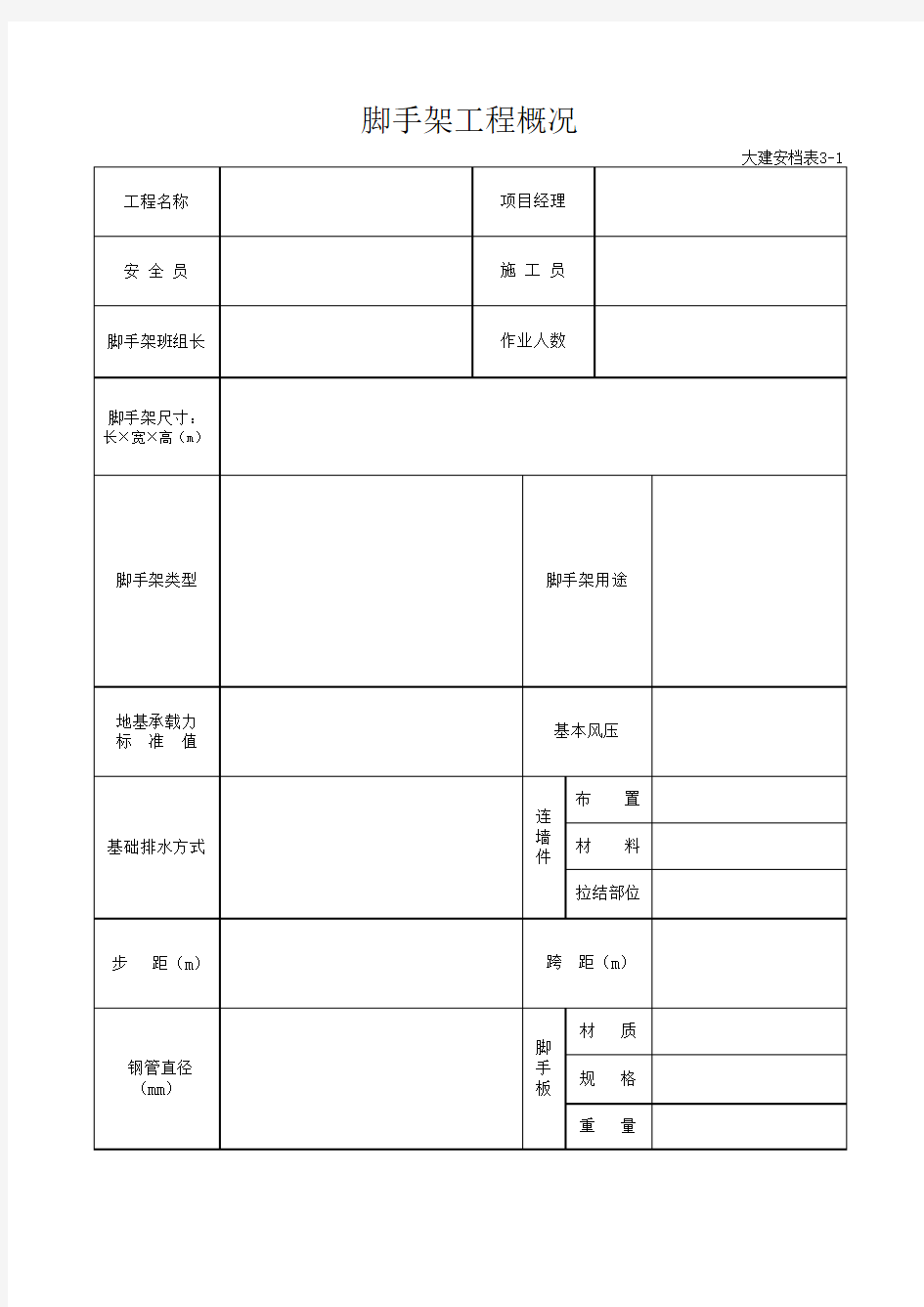 脚手架工程概况