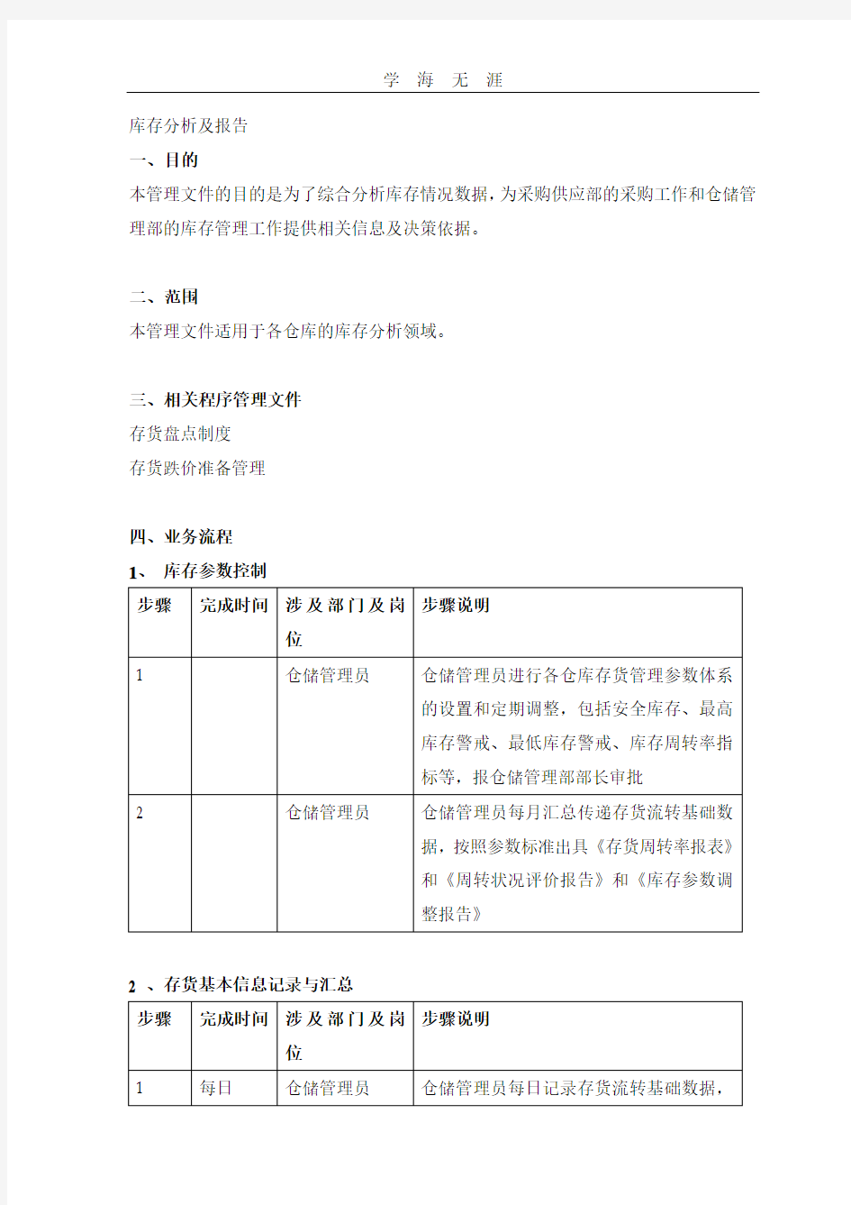 2020年整理库存分析及报告.doc