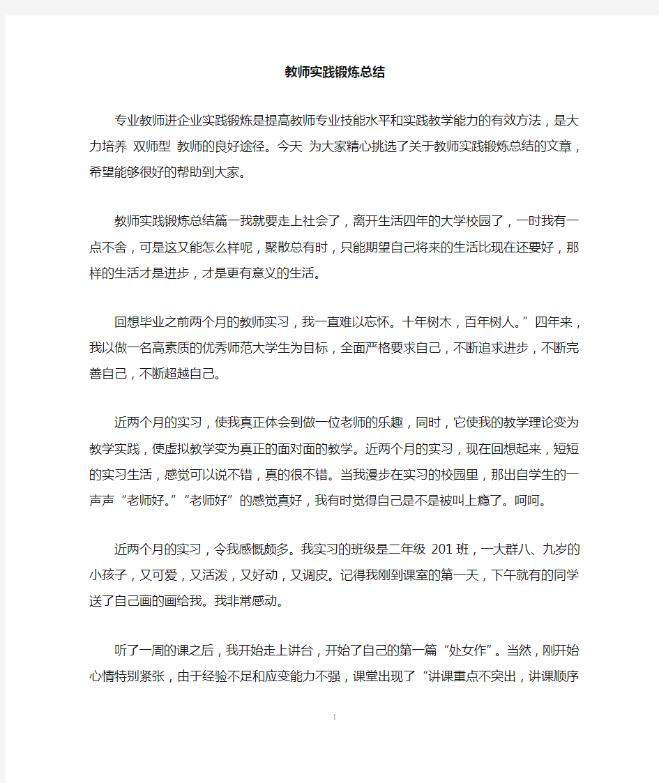 教师实践锻炼总结