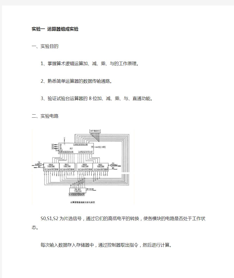 实验1运算器组成实验