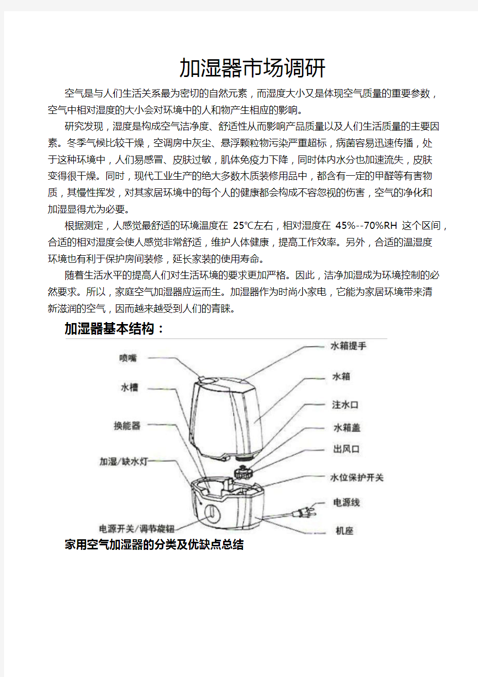 加湿器市场调研