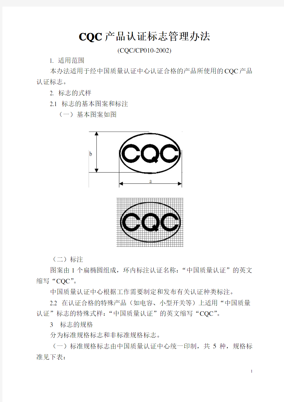 CQC产品认证标志管理办法cqc-cp010-2002