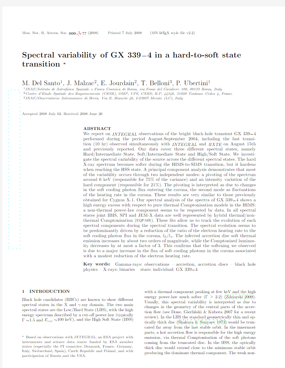 Spectral variability of GX 339-4 in a hard-to-soft state transition