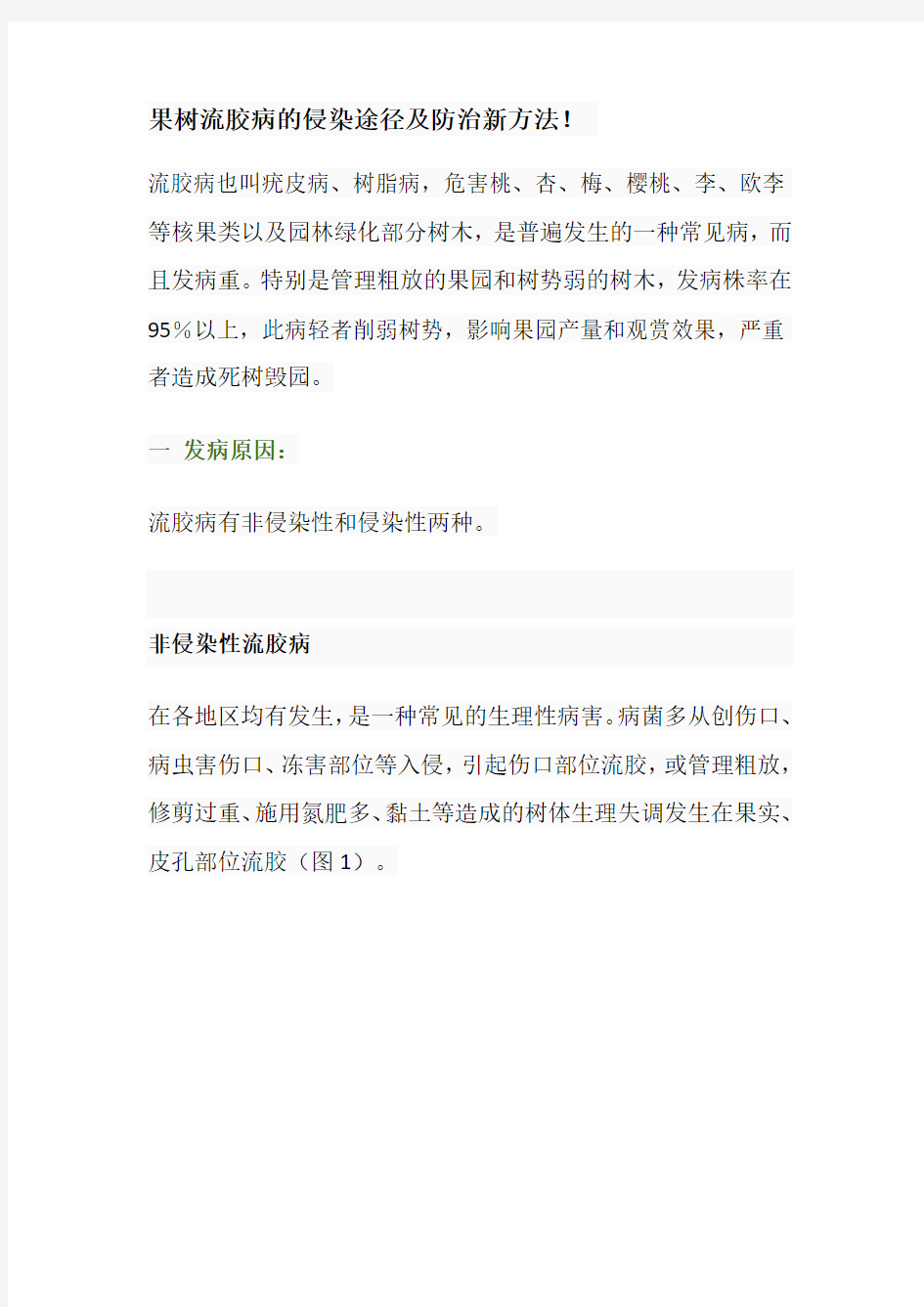 果树流胶病的侵染途径及防治新方法