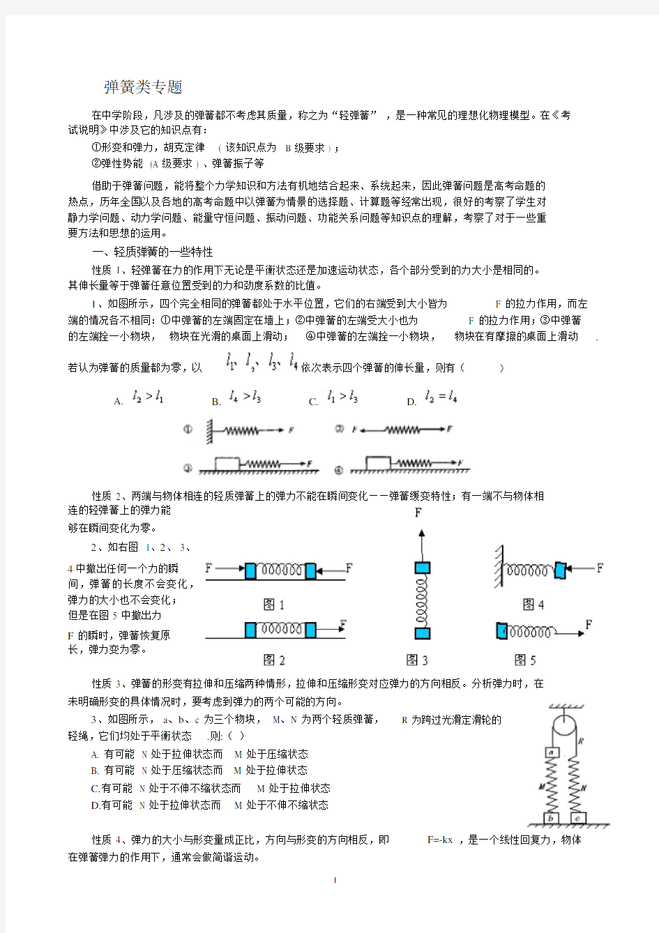 弹簧类专题.docx