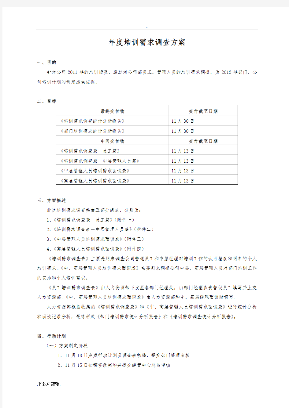 1样本_《年度培训需求调研方案设计》