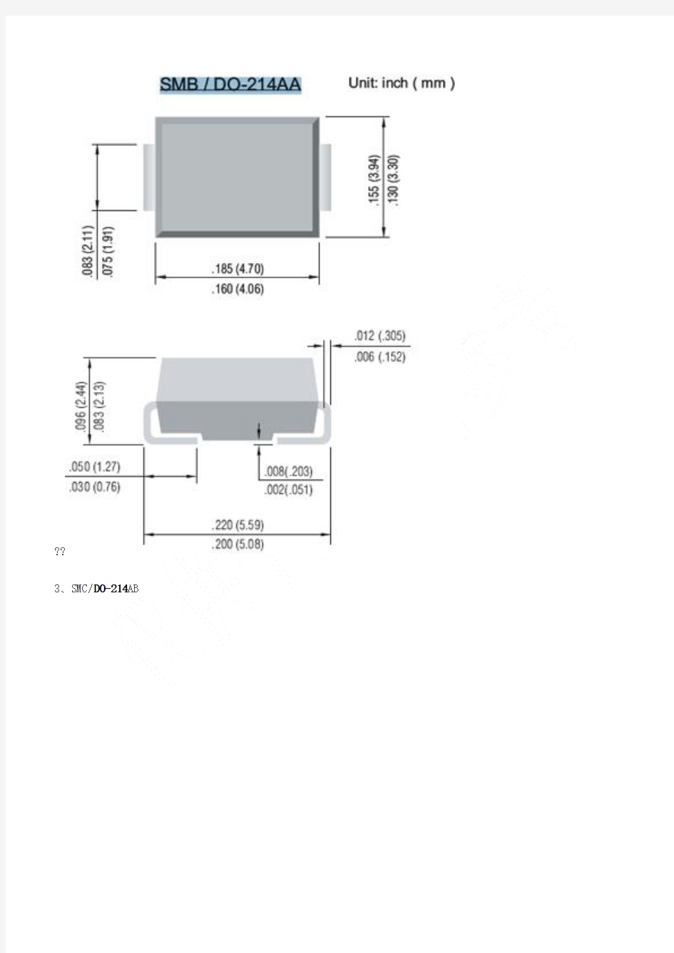 SMA、SMB、SMC封装的二极管尺寸区分