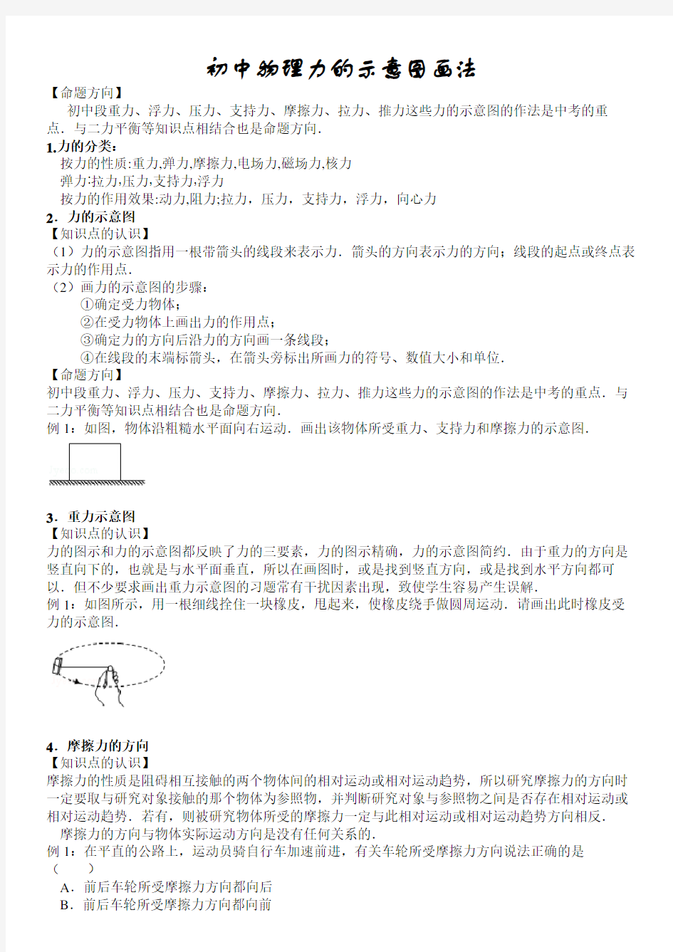 初中物理力的示意图画法说课讲解