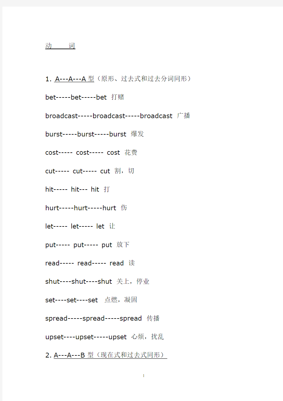 【词汇】高考英语一轮复习动词原形、过去式、过去分词总结表