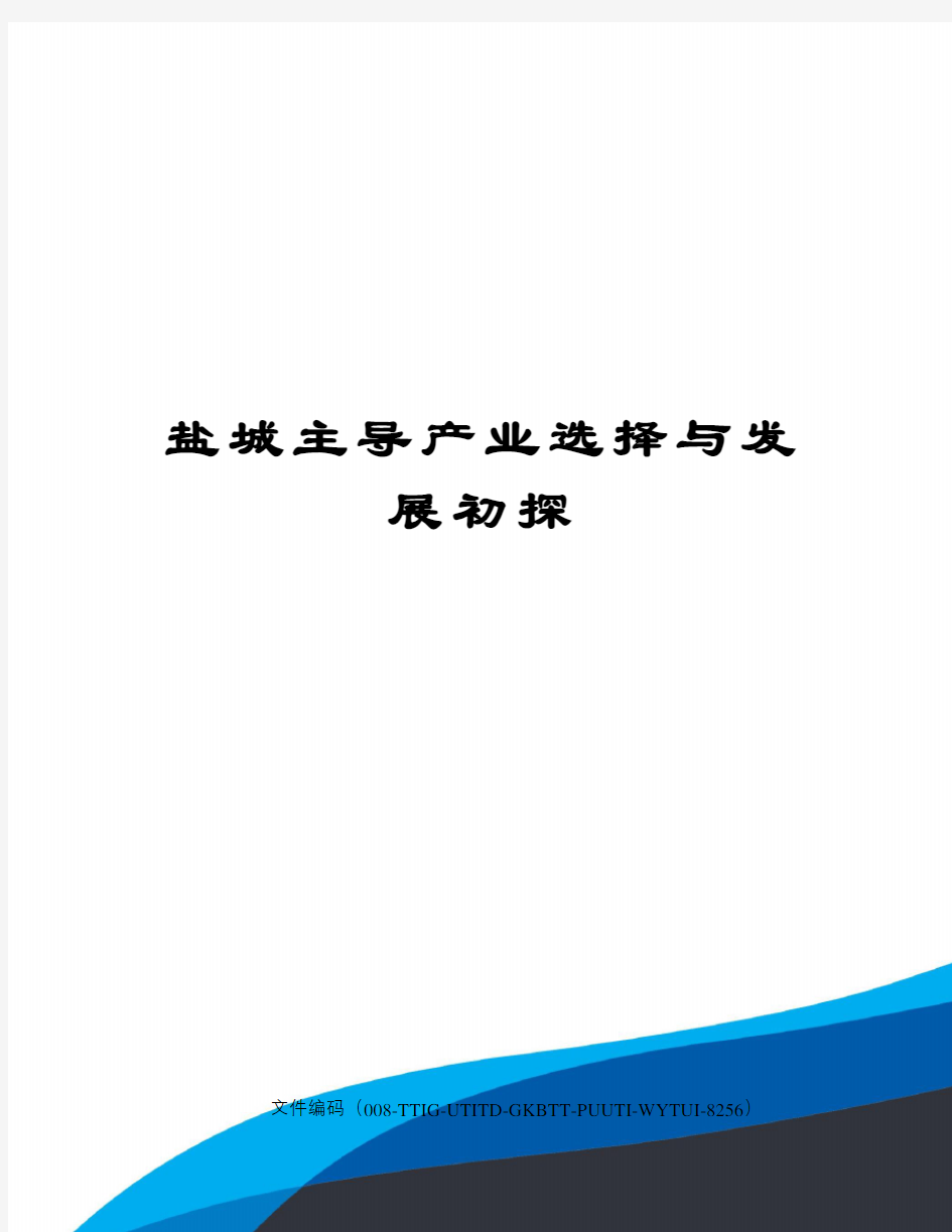 盐城主导产业选择与发展初探