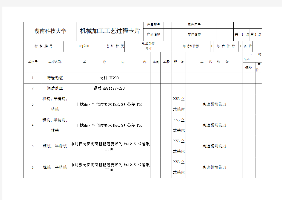 机械制造张紧轮支架机械加工工艺过程卡,工序卡