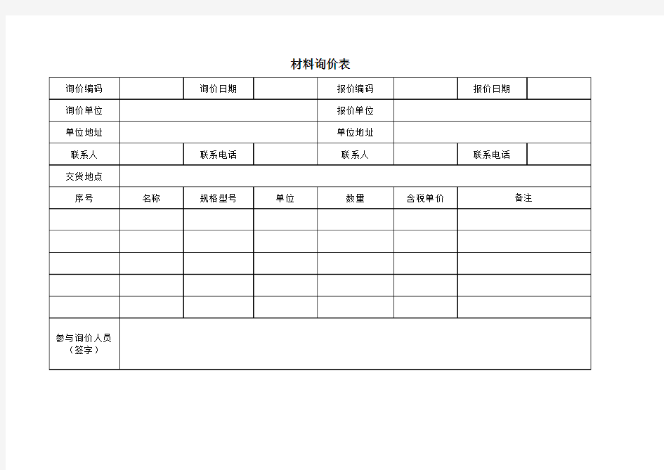 材料询价表